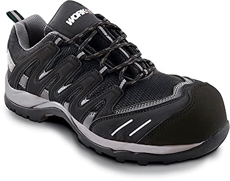 Workfit security Zapato de Seguridad Trail S1P, Blanco Negro, 44 EU