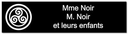 Placa grabada para nombre y número buzón Triskel autoadhesivo, 10 x 2,5 cm, personalizada, 1 a 3 líneas, color negro