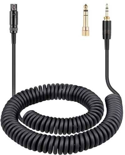 FAAEAL K702 Coiled Audio Cable Compatible with AKG Q701 K712 K240S K271S K241 K275 Pioneer HDJ-2000 beyerdynamic DT 770 DT 990 Pro Headphones with 6.35mm(1/4) Adapter 14ft(3.5mm)