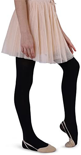 NOQ Mädchen Velours Strumpfhose 50 DEN Blickdichte Damen Invisible Toe Dance Gymnastic School Isadora, Nero 164/176 cm