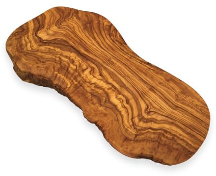 Planche à découper « The Rustic Art » - Fabriquée à la main en bois d'olivier - 25 cm de long - Plateau de service polyvalent