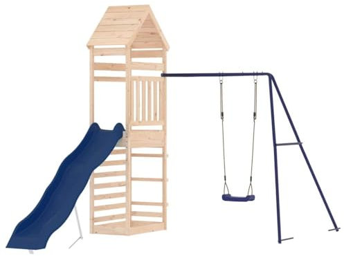 vidaXL Spielturm, Klettergerüst mit Kletterwand Rutsche Schaukel, Kinder Kletterturm mit Sandkasten, Spiel-Zubehör für Garten, Spielgeräte Spielplatz, Massivholz Kiefer