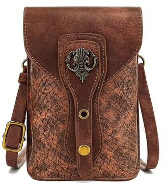 Larswon Renaissance Bag - Marsupio medievale in pelle, piccola borsa a tracolla per cellulare, accessorio Ren Faire, Marrone - Fata