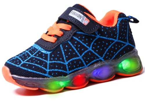 Vorkhuaeri Scarpe Luminose per Bambini Scarpe da Ginnastica da Corsa a LED per Ragazzi e Ragazze Cartoon Mesh Sneaker Sportiva e da Passeggio Traspirante (C-Blue,26), E3FA551E