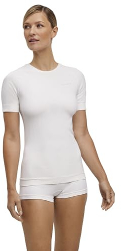 FALKE Damen Baselayer-Shirt Warm Round Neck W S/s Ts Funktionsmaterial schnelltrocknend 1 Stück, Weiß White 2860, M