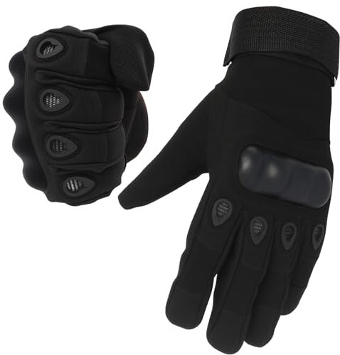 Jecdfs Motorradhandschuhe für Damen und Herren, Vollfinger-Touchscreen, Hartknöchelschutz, Atmungsaktiv, rutschfest, Geeignet für Fahrradfahren und Motorradfahren, Schwarz