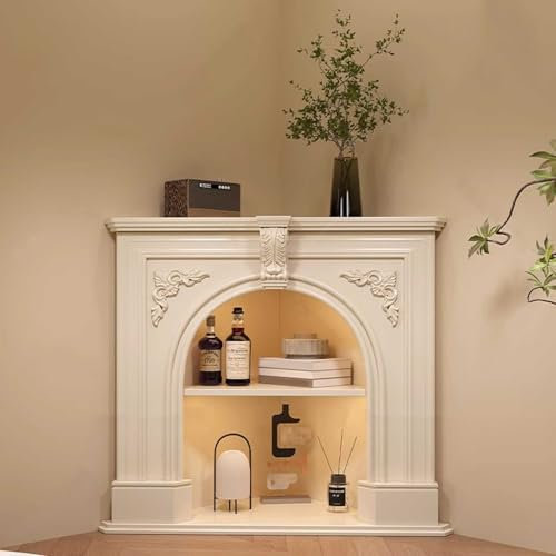 LoJax Gabinete De Chimenea De Esquina Gabinete Decorativo De Madera, Gabinete De Repisa con Estante Abierto para Entrada, Sala De Estar, Cocina