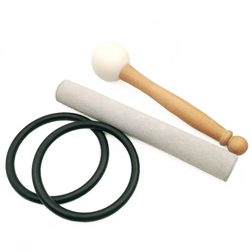 Hye-eun Singing Bowl Mallet, Suedce Stick and Rubber O-rings Cushion for Playing Quartz Crystal Singing Bowls Accessories