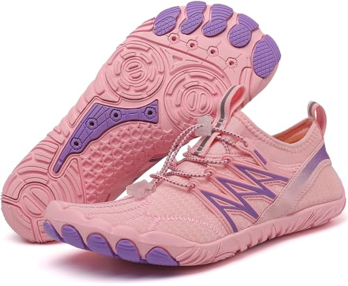 Barefoot Shoes,Quick Dry Water Shoes,Non-Slip Running Shoe Mens Women,Lightweight Beach Shoes with Heel Support for Swim Surf Walking Hiking Pink