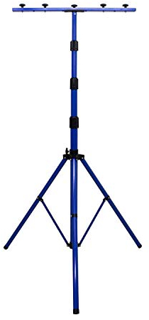 as - Schwabe -Trípode Profi XL para focos LED/focos halógenos - Trípode con travesaño universal adecuado para el montaje de focos y luminarias de construcción I Altura regulable hasta 4,00 m - Azul