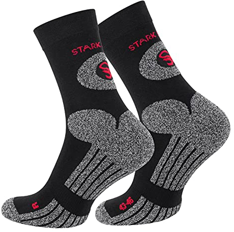 STARK SOUL Trekking Wandersocken für Damen & Herren, 2 Paar Atmungsaktive Gepolsterte Outdoor-Socken (Schwarz, 39-42)