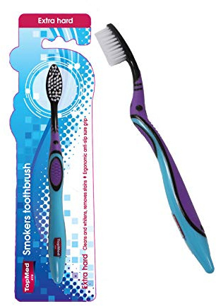 Top Med ETS Smokers Spazzolino da denti extra duro (colore può variare) (1 conteggio (confezione da 1)