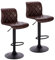 Lestarain Bar Stools Set of 2 Swivel Breakfast Kitchen Counter Stools Barstools with Black Matte Footrest and Stable Base Elegant Vintage Faux Leather Seat, Dark Brown, LBAI55005-2