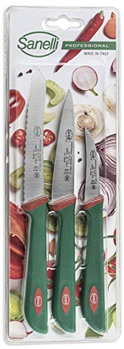 Sanelli Set 3 Coltelli Frutta e verdura: Spelucchino multiuso cm.10-Pomodoro cm.12-Verdura cm.6