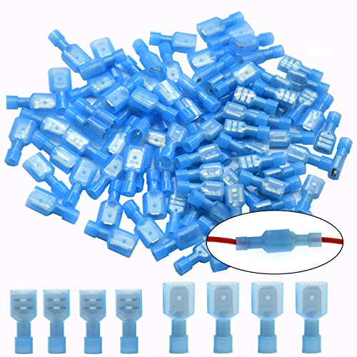 CEEYSEE Kabelschuhe x 100 -Männlich Kabelstecker x50 / Weiblich Kabelstecker x50 Flachsteckhülsen - Vollisoliertes Nylon Quetschverbinder - für 1.5-2.5 mm² Kabel（Blau/DNSL)