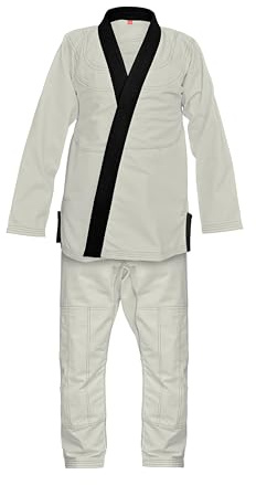 Bjj Gi Unbleached Jiu Jitsu Kimonos with Black Collar 100% Cotton Perl Weave 450GSM (A3)