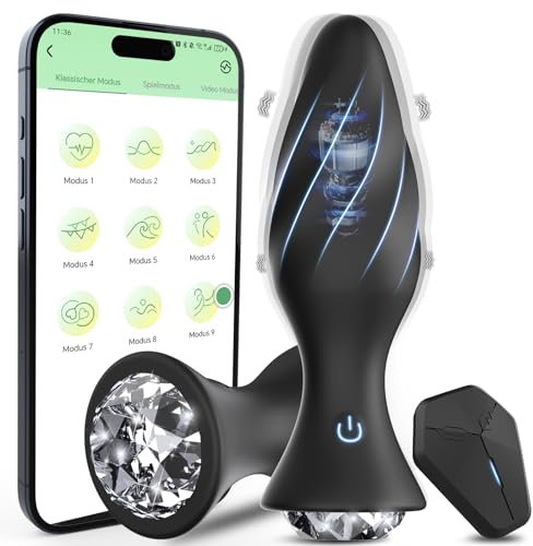 APP Analvibratoren für Mann 10 Vibrationsmodi Vibrator Analplug Vibratoren mit Stoßfunktion Anal Butt Plug mit Kristall Diamant Fernbedienung Prostata Stimulator Sexspielzeug für Paare Frauen