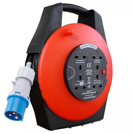 CAMPING TENT ELECTRIC MAINS HOOK UP REEL CARAVAN POWER CABLE 16A PLUG 10M