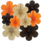 EASY JOY 9 Stück Zarte Orange Braun Papier Fächer Dekoration Papierblumen Zum Blumen Papier Party Deko Set für Hochzeit Geburtstagsdeko Tischdeko Baby Shower Deko