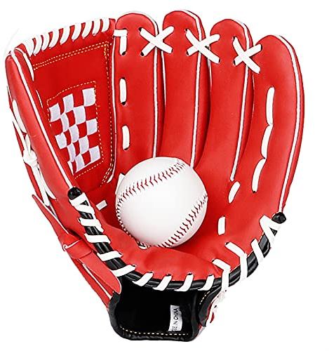 Baseball Handschuh,Softball Handschuhe Frau Baseball Batting Handschuhe Männer Kinder Baseball Handschuh Fänger Praxis Hand Erwachsene Ausrüstung Sportbekleidung ( Color : Red , Size : 12.5 inches )