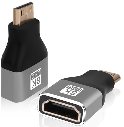 AXFEE 2-in-1 Mini Stecker auf HDMI Buchse Adapter - 8K @ 60Hz, HDMI Stecker für Laptop, HDTV, PC, Monitor, PS, Xbox, DVD