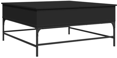 vidaXL Soffbord svart 95x95x45 cm konstruerat trä och metall, vardagsrumsbord, vardagsrumsmöbel, bord med förvaring, vardagsrumsmöbler