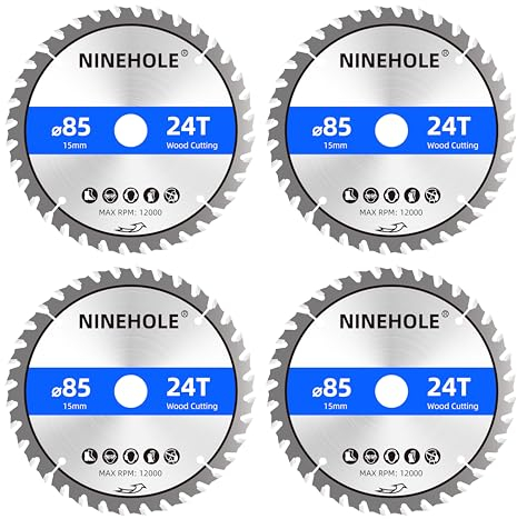 4Stück 85mm Sägeblatt Kreissägeblatt für Holz, Sperrholz, Laminat, Trockenbau, Kunststoff, Plastik (4pcs x 85x15mm + 24T)