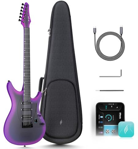 Enya Guitarra eléctrica Inspire 39 Smart Guitarra eléctrica de fibra de carbono con altavoz inalámbrico de 15 W, 20 sonidos diferentes