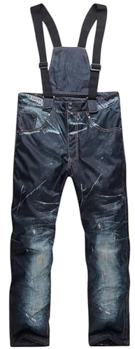 Pantalon de Ski pour Homme Jeans de Snowboard-Imperméable Chaud Coupe-vent et Epaissie Casual Bretelles de Ski en Jean imperméable et Respirant pour Homme pantalon de harnais pantalon de ski