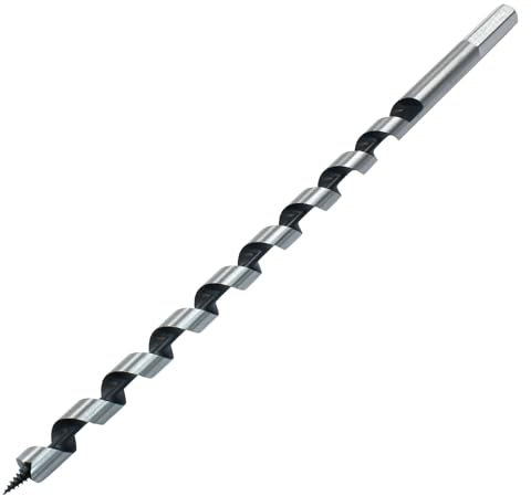 Cjueiom Wood Auger Drill Bit, 12mm x 300mm Hex Shank Ship Auger Bit, Cuts Shallow and Deep Holes in Wood, 1 Piece