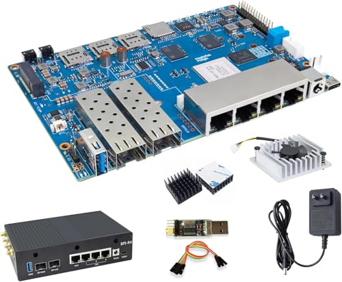Banana Pi BPI-R4 WiFi 7 Router Board OpenWRT DDR4 4 4GB/8 GB Filogic RAM 880 SoC, 4G/5G-router, 2 x 10 GbE SFP 4xGbE för NAS Smart Home Gateway (Kit2, DDR4 8GB)