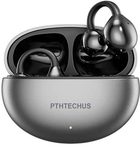 PTHTECHUS Écouteurs Bluetooth sans Fil Sport - Casque Ouvert à Clip, Casque Bluetooth Sport 5.4, 8H Autonomie, 4.3g Léger, Adapté Cyclisme Course à Pied & Gym, Noir Brillant