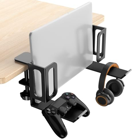 Support pour ordinateur portable, rangement latéral de bureau réglable, support en métal, rangement latéral, organiseur pour ordinateur portable, support pour tablette, documents, sans perçage