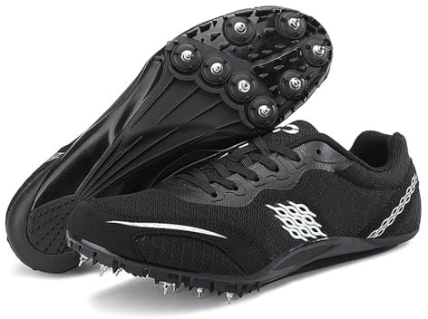 sekiueo Zapatillas De Atletismo para Hombres Y Mujeres Zapatillas De Salto De Carrera Zapatillas Profesionales con Clavos para Correr para Niños,Negro,39 EU