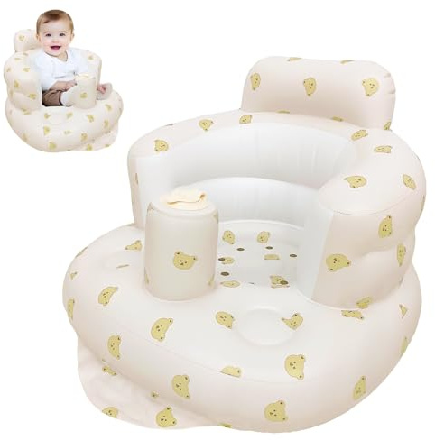 Vlecexs Aufblasbarer Baby Sitzhilfe für Babys ab 3-36 Monaten, Inflatable Baby Seat, Baby-Bodensitze zum Aufsitzen, PVC Baby-Sitze für Kleinkinder, Aufblasbarer Babys-Stuhl mit Eingebauter Luftpumpe