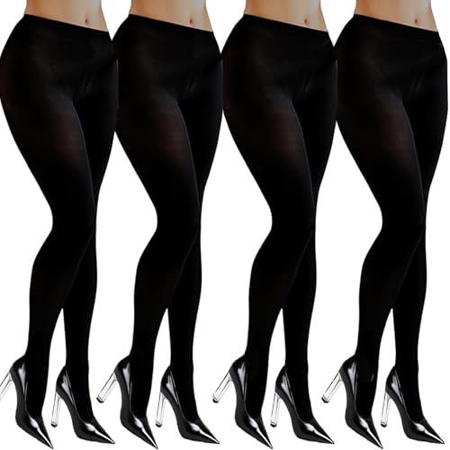4 Pairs Womens Tights, Aesthetic 120 Denier Black Opaque Tights for Womens, Durable Tight Pants, Fashion Suitable Womens to Wear at Gatherings and Parties