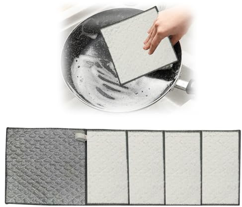 dewdat Bayetas Multiusos para Lavar Platos - Trapo De Cazuelas Que No Rasca En Seco Y Mojado | 5 Piezas Trapo Multiusos De Cocina para Limpiar Vajilla Azulejos Horno Fregadero Ollas Sartenes