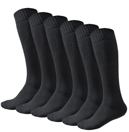 LUFFLOK Unisexe uni Genou Noir Chaussettes, Chaussettes Chaudes Haute Mi-bas Chaud Homme, Chaussette Hautes Epaisses et Douces pour L'automne et L'hiver (Noir)