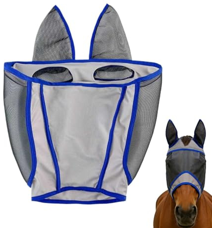 Máscara Antimoscas para Caballos con Orejas Cubierta de Malla Fina