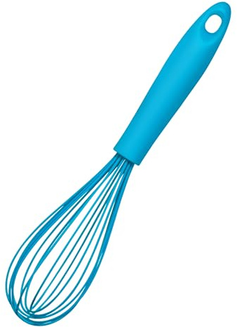 Premier Housewares Silicone Kitchen Whisk – Heat Resistant Non-Stick Safe Hand Whisk with Hanging Hole, Blue