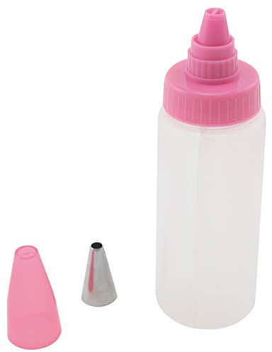 Zenker Biberón Decorar Deposito Doble con Boquilla en acero inox. 16x4,5cm, jeringa para repostería (color: rosa y transparente), cantidad: 1