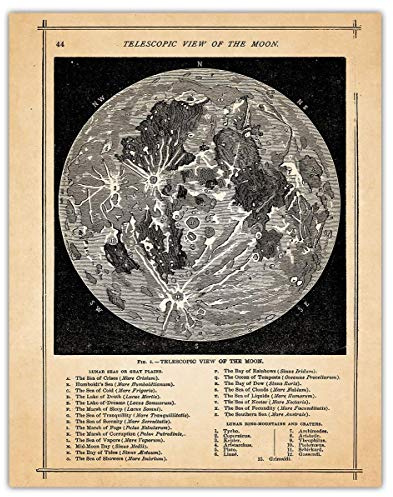 Vintage Full Moon Map Astronomy Wall Art: Unique, Boho & Modern Astrology Home Decor for Living Room, Bedroom and Office - Creative for Zodiac, Space, NASA Poster Fans - Unframed Posters 11x14