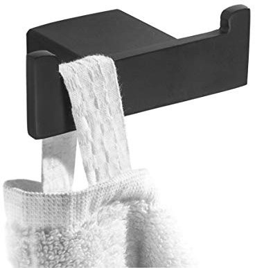 Melairy Sus 304 Gancho de Acero Inoxidable con Acabado Negro Para Montar en la Pared Del BañO, Gancho de Pared Estable, Gancho de Toalla Resistente, Gancho de Doble Clavija Para Colgar en el BañO