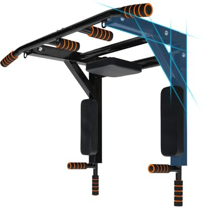 BDL Wall Mounted Pull Up Bar Chin Up bar Multifunctional Dip Station for Indoor Home Gym Workout, Power Tower Set Training Equipment Fitness Dip Stand Supports to 440 Lbs
