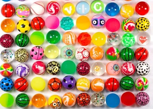 PIQIUQIU Lot de 24 balles rebondissantes de 28 mm pour Enfants, Anniversaire d'enfant, en Caoutchouc, Couleurs aléatoires