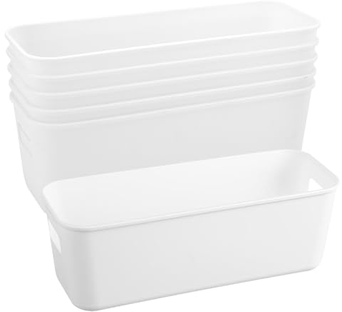 6 Stück Aufbewahrungsbox Kunststoff, Aufbewahrungskorb mit Griffen, Küchenschrank Organizer Box, Multifunctional Ordnungsboxen für Büro, Küchen, Badezimmer, Kosmetik, Kinderzimmer, Schrank (A) (6PCS)