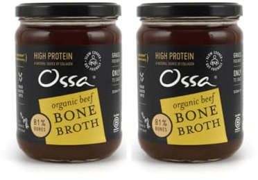 Ossa Bone Broth – Beef, 100% Natural & High Protein | Gut Health & Digestion Support | Keto & Paleo Friendly | Preservative-Free | 515ml (Pack of 2)