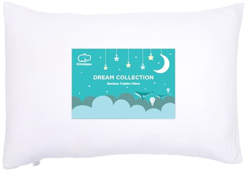 LittleHippo Cuscino per bambini (13 x 18) con viscosa derivata da federa in bambù, cuscino ipoallergenico per bambini, cuscino da viaggio, mini cuscino per letto di bambini (bianco)