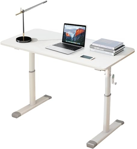 Uptyia Escritorio Elevable,80x45cm,Escritorio Pequeño para Niños,Mesa Regulable Altura,Blanco,80x45x(63~90) cm