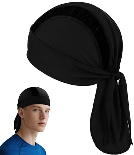 GUIZIYAO Bandana da uomo, Cappello Bandana, Morbida, Traspirante, Elastica, Adatti per Trekking, Bici, Moto (Nero, Taglia unica)